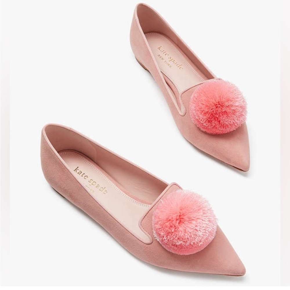 Kate Spade Pink Flats with Pom Pom - Picture 3 of 8